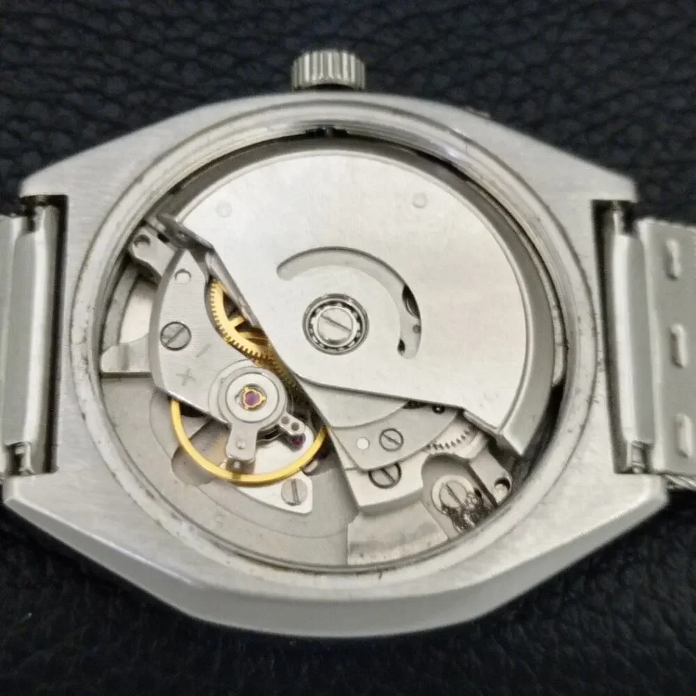 Vintage 1976 Ricoh Automatic Mens Silver Watch W/daydate & Patina accents
